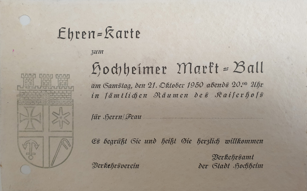 Einladung zum Hochheimer Marktball 1950.